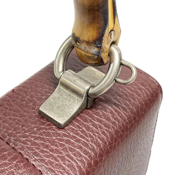 Auth GUCCI Dionysus/Bamboo 523367 Bordeaux Leather Handbag - Picture 9 of 15